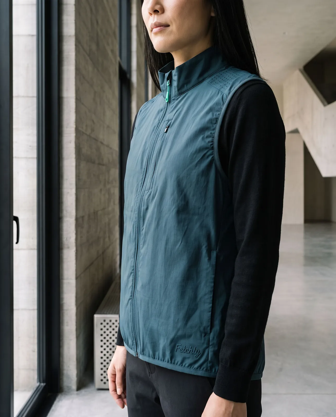 Close crop of the wind vest by the window